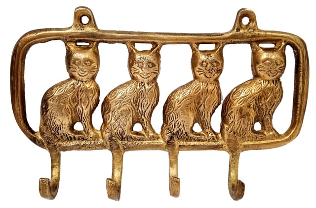 Brass Wall Hooks Clutter Of Cats: Vintage Design Decorative Hanger (11796)