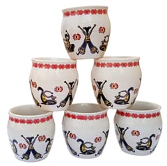 Ceramic Designer Kulhar Cups Folk Music: Indian Ethnic Souvenir Memorabilia Set Of 6 Mugs (12312)