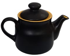 Ceramic Kettle In Rustic Studio Pottery: Artisan Handmade Glazed Tea Coffee Pot, Black, 500 ml (12315)