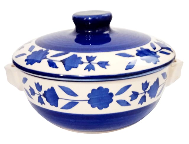 Ceramic Bowl Hot Pot (Donga): 6 Inches Wide, Blue (12322)