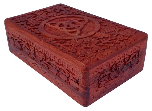 Wooden Decorative Box 'Triskelion': Handcarved Intricate Design (12345)