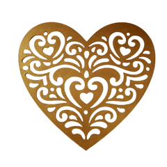 Wooden Laser Cut Wall Hanging: Golden Heart (12380)
