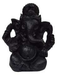 Resin Idol Lord Ganesha: Black Granite Finish Statue (12177A)