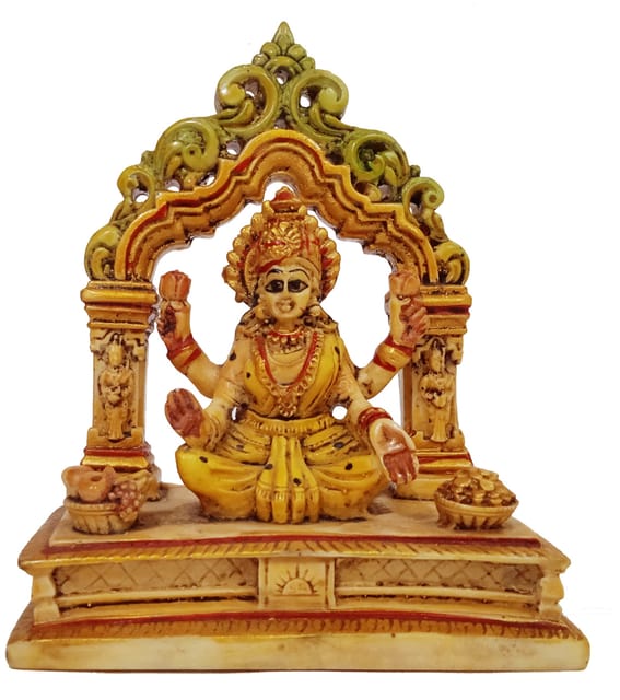 Resin Idol Lakshmi Mahalakshmi, Goddess of Wealth & Fortune: Stone Finish Decorative Statue Statue (12400)