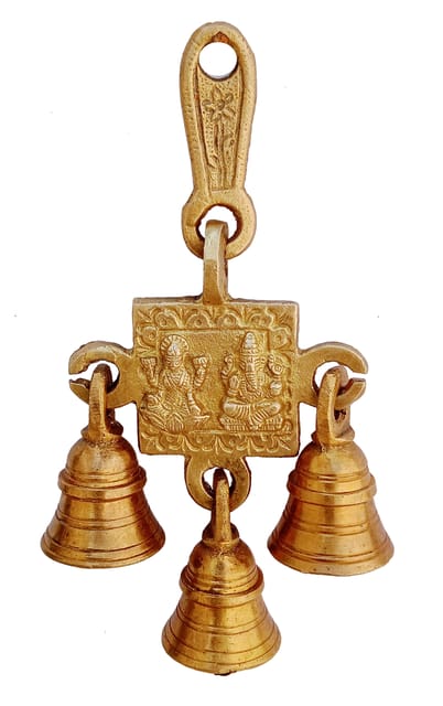 Brass Wall Door Hanging With Bells: Lakshmi Ganesha (12419)
