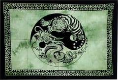 Cotton Wall Poster Dragon Tiger Yin Yang: Spiritual Hanging Unframed Sheet (20079)