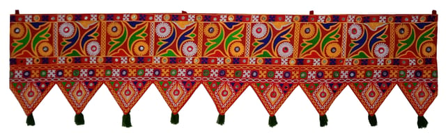 Cotton Bandhanwar (Bandharwal Toran) 'Pure Joy': Door Hanging Window Valance Tapestry; Ethnic Indian Decor (12447C)