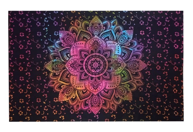 Cotton Wall Poster Sheet 'Blooming Flower': Bohemian Hanging Tapestry (20097)