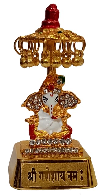 Metal Idol Chhatra Ganesha (Ganapathy Vinayak): Collectible Statue For Home Temple (12454)