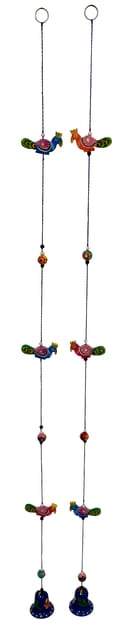 Wall Hanging With Peacocks & Bells (Set Of 2): Unique Wall decor For Good Luck & Positive Energy (12463D)