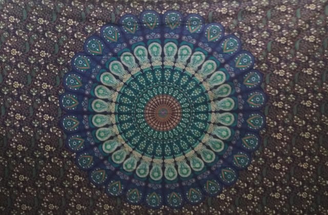 Cotton Bed Cover Wall Poster Beach Throw 'Radiant Mandala': Bohemian Hanging Tapestry (20056)