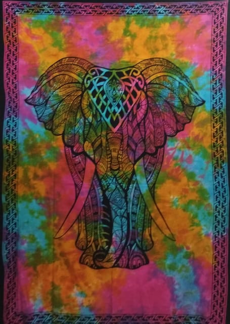 Cotton Bed Cover Wall Poster Beach Throw 'African Elephant': Bohemian Hanging Tapestry (20058)