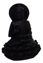 Resin Idol Gautam Buddha: Black Granite Finish Statue (12489D)