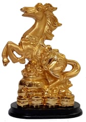 Resin Statue Galloping Horse: Gold Finish Decorative Showpiece (12500)