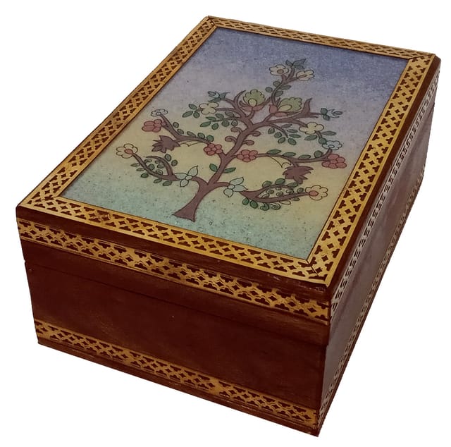 Wooden Gemstone Painting Box "Speaking Tree": Collectible Souvenir Gift, 4*6 Inch (12522D)