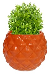 Ceramic Orange Planter Bowl: Indoor Outdoor Table Flower Pot (12556)