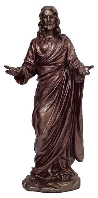 Resin Idol Jesus Christ: Collectible Bronze Finish Statue For Home Altar, 9 Inches (12564)