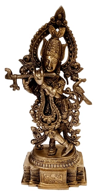 Brass Idol Lord Krishna: Collectible Grand Statue For Home Temple (12574)