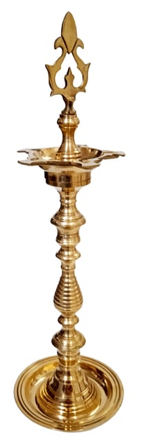 Brass Kuthu Vilakku Prabai Oil Lamp Diya: Traditional Design�Deepam, 18 inches (12578)