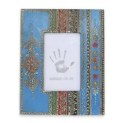 Painted and embossed photo frame "Blue Brilliance" pf28
