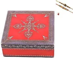 Rakhi Gift Hamper- Rakhi Set , Roli Chwal in Hanpainted Gift Box