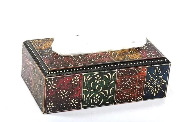 painted wooden tissue box 10X5X4 inches tb02