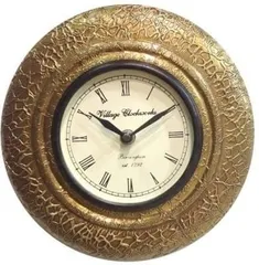 Wooden Analog Wall Clock with Brass covered clock65