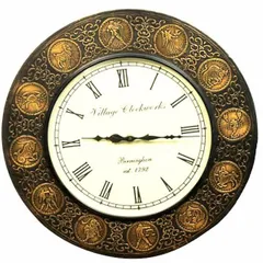 Zodiac Signs Wall Clock (Round,Gold) clock82