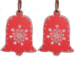 Wooden Christmas decoration, Set of 2, 4 inches (chred14)