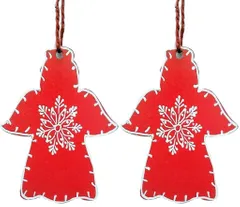 Wooden Christmas decoration, Set of 2, 4 inches (chred15)