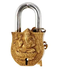 Handmade Brass Antique Lock with Ganesh (10005)