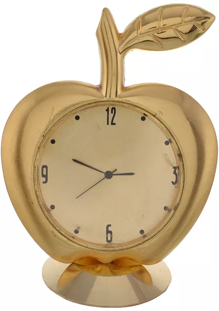 Small Clock for Car Dashboard/ Office Table/ Kids Room Shaped like Golden Apple (10539)