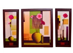 Flower Painting 'Classy Grace' From Fascinating Flora Collection: Set of 3 High Quality HD Print In Classy Textured Frames (10543)