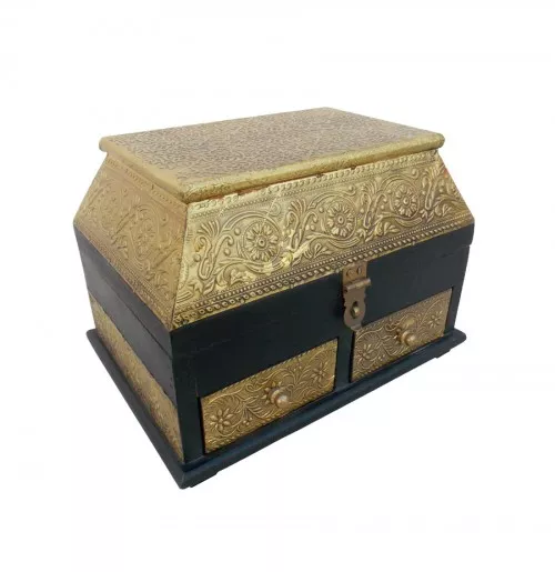 Brass Covered Wooden Treasure Box (wcm486a1)