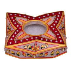 Purpledip Indian gift item Handpainted Marble Ashtray 10572 