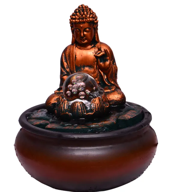 Buddha Water fountain with Rolling Crystal ball and multi colored LED Light (10625)