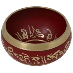 5 Inches Bell Metal Tibetan Buddhist Singing Bowl Red 10779