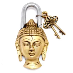 Handcrafted Buddha Shaped Brass Padlock (10648)