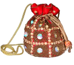 Potli Bag For Women With Intricate Gold Thread & Sequin Embroidery Work (10675)