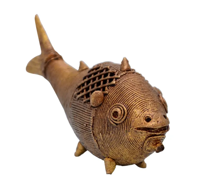 Dhokra Art Fish Metal Statue With Feng Shui Vastu Significance (10701)