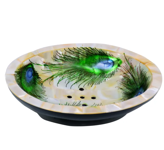 Peacock Design Premium Mother of Pearl Soap Dish (10711)