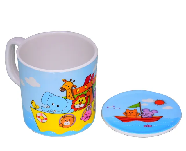 Children's Mug With Lid Cover: For Kids In High Quality Plastic Cute Dinosaurs (10723d)