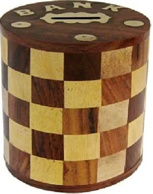 Wooden Money Bank In Vintage Design: For Saving Currency Notes Or Coins 10740