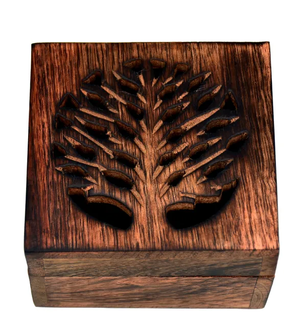Wooden Jewellery Box 'Ancient Tree': Rustic Distress Finish Small Treasure Chest | Unique Gift For Women (10791)