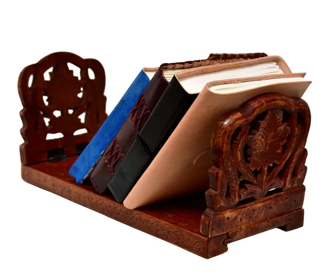 Wooden Shelf 'Tropical Rainforest': Portable Rack For Books, Magazines Or CDs In Intricate Floral Design (10792)