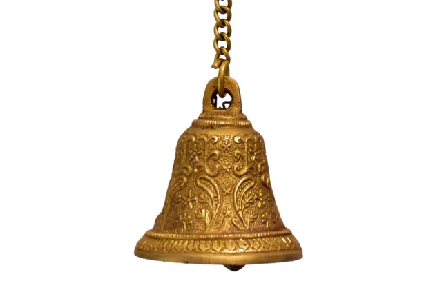 Brass Hanging Bell: For Home Temple, Door, Hallway, Porch Or Balcony; Unique Décor Gift (10783)