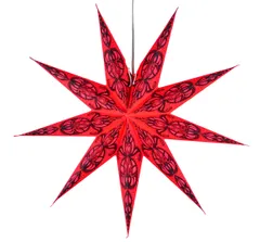 9 Pointed Star Made of Handmade Paper and Cut-work Transparent Sheets used as Hanging Lantern for Christmas, New Year, Birthday Party Decoration,60 cms (chst04)