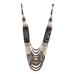Multistrand Necklace With Stunning Bone Carving of Dragons, Classy Cool Contemporarry Look (30107)
