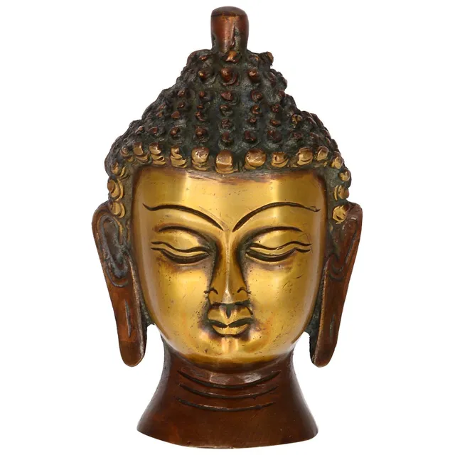 Buddha Head In Pure Brass Metal: For Meditation Or D�cor Gift (10952)