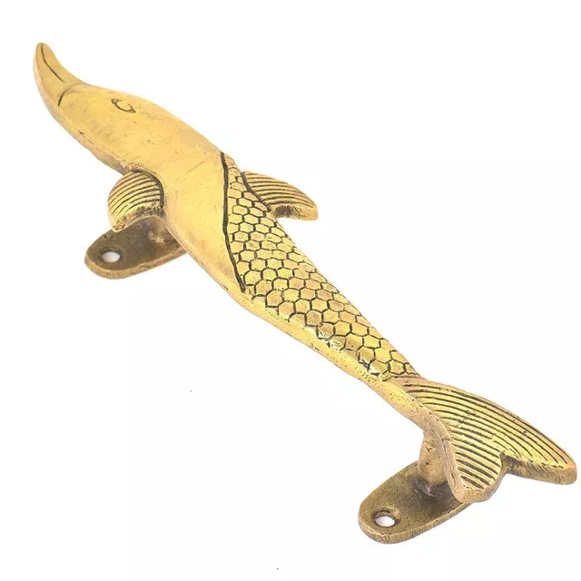 Brass Handle : Elegant Fish Shape Vintage Design Grip For Doors Dresser Cupboard Drawer 12 inch (11024b)